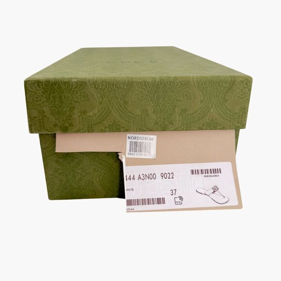 Gucci Marmont GG Thong Flip Flop Flat Sandals White Leather Size 37 US 7 Women's - Picture 15 of 15